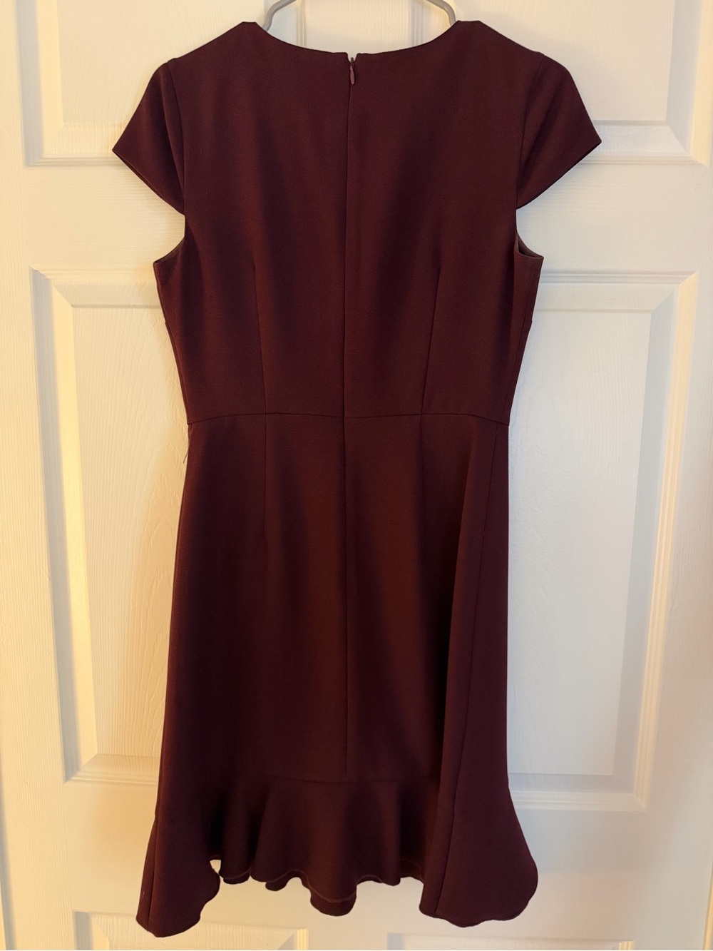 Karl Lagerfeld Deep Burgundy Cap-Sleeve Ruffle Dress - Picture 2 of 3